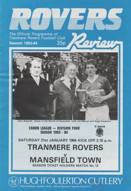 Tranmere Rovers v Mansfield Town 21-Jan-1984