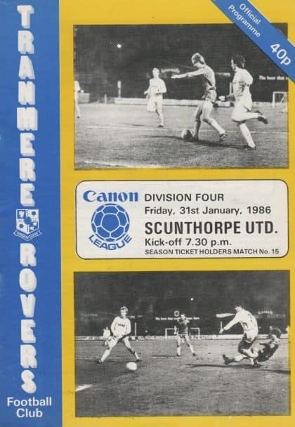Tranmere Rovers v Scunthorpe United 31-Jan-1986