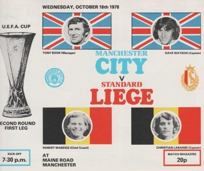 Manchester City v Standard Liege 18-Oct-1978