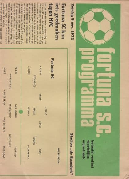 Fortuna Sittard v HVC Amersfoort 05-Nov-1972