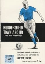 Huddersfield Town v Oxford United  30-Nov-1968