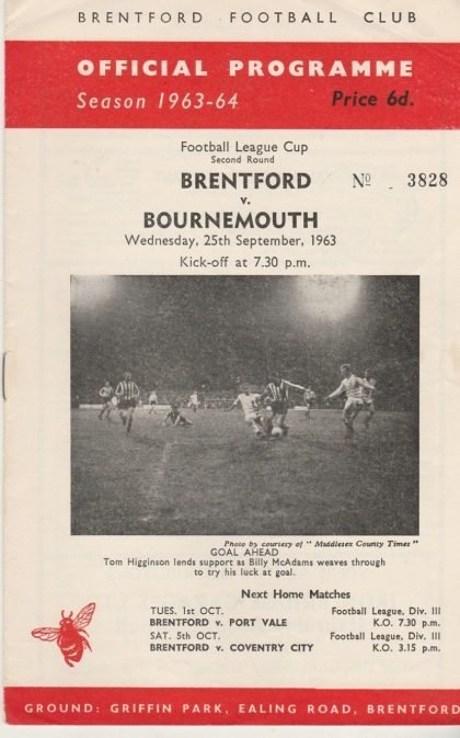 Brentford v Bournemouth & Boscombe Athletic 25-Sep-1963