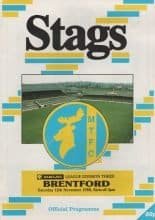 Mansfield Town v Brentford  12-Nov-1988