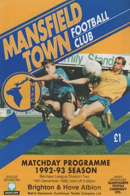 Mansfield Town v Brighton & Hove Albion  12-Dec-1992
