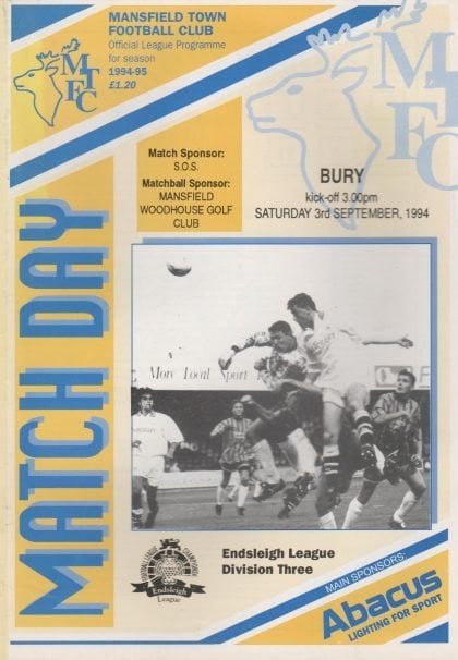 Mansfield Town v Bury 03-Sep-1994