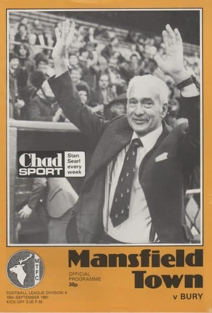 Mansfield Town v Bury 19-Sep-1981