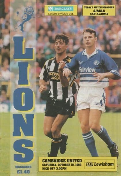 Millwall v Cambridge United  10-Oct-1992
