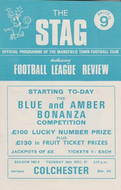Mansfield Town v Colchester United 26-Dec-1967