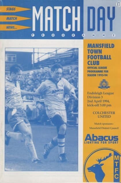 Mansfield Town v Colchester United 02-Apr-1994