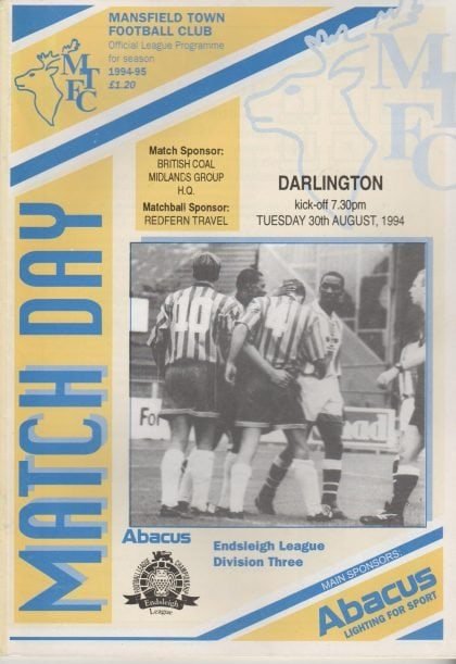Mansfield Town v Darlington 30-Aug-1994