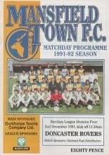 Mansfield Town v Doncaster Rovers 02-Nov-1991