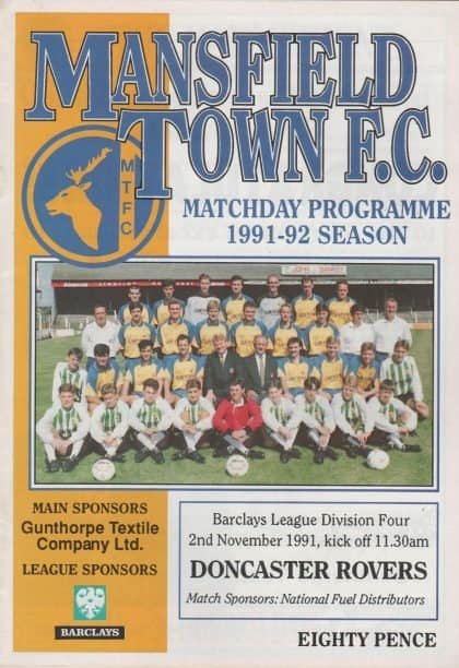 Mansfield Town v Doncaster Rovers 02-Nov-1991