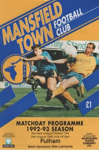 Mansfield Town v Fulham  29-Aug-1992