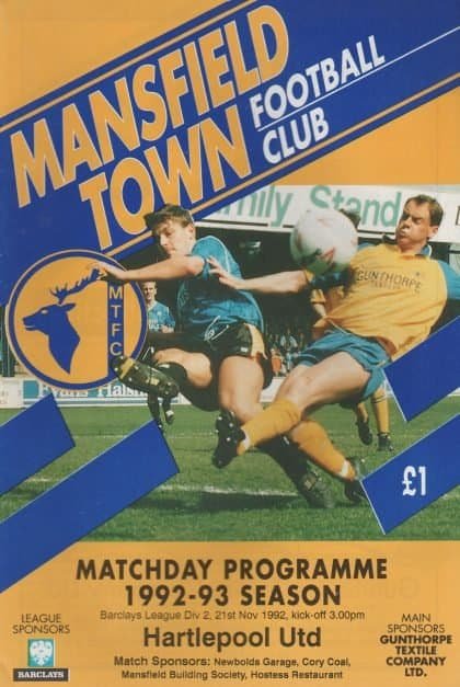 Mansfield Town v Hartlepool United 21-Nov-1992