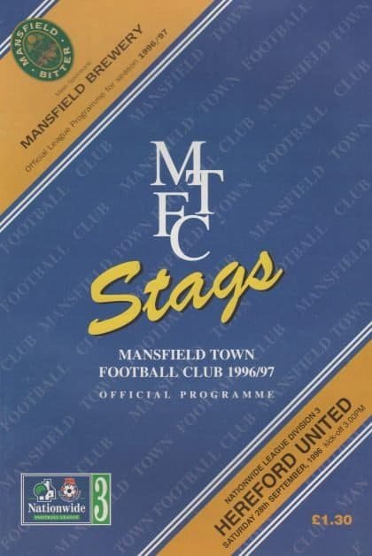 Mansfield Town v Hereford United 28-Sep-1996
