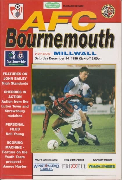 AFC Bournemouth v Millwall 14-Dec-1996