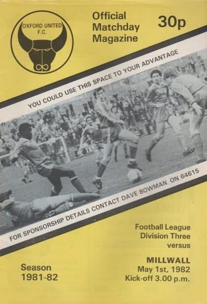 Oxford United v Millwall  01-May-1982