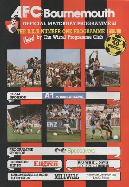 Bournemouth v Millwall 25-Sep-1990