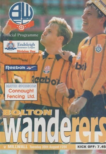 Bolton Wanderers v Millwall  30-Aug-1994