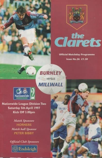 Burnley v Millwall 05-Apr-1997