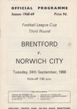 Brentford v Norwich City  24-Sep-1968