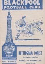 Blackpool v Nottingham Forest 16-Sep-1961