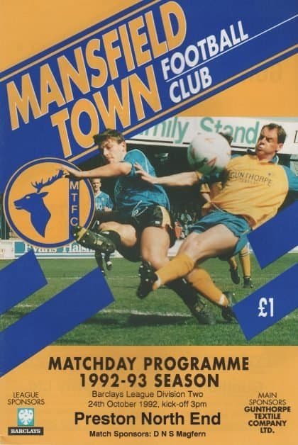 Mansfield Town v Preston North End 24-Oct-1992