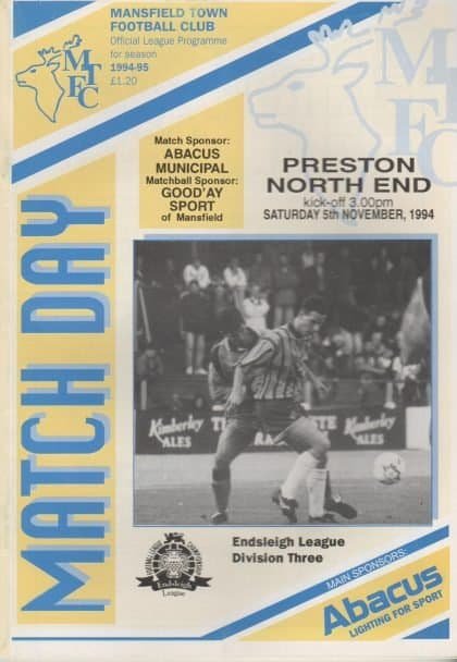 Mansfield Town v Preston North End  05-Nov-1994