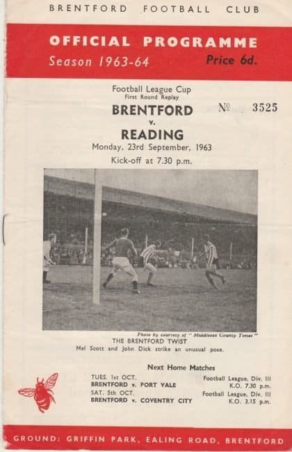 Brentford v Reading 23-Sep-1963
