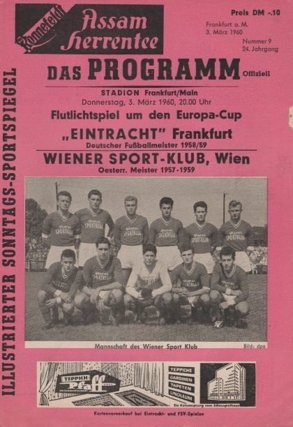 Eintracht Frankfurt v Weiner Sport Club 03-Mar-1960