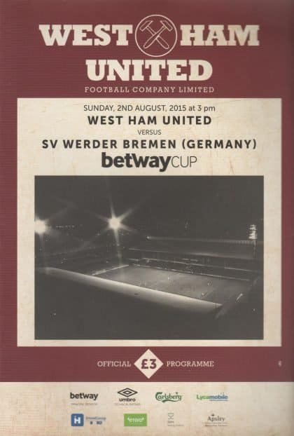 West Ham United v Werder Bremen  02-Aug-2015