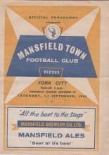 Mansfield Town v York City 01-Sep-1962
