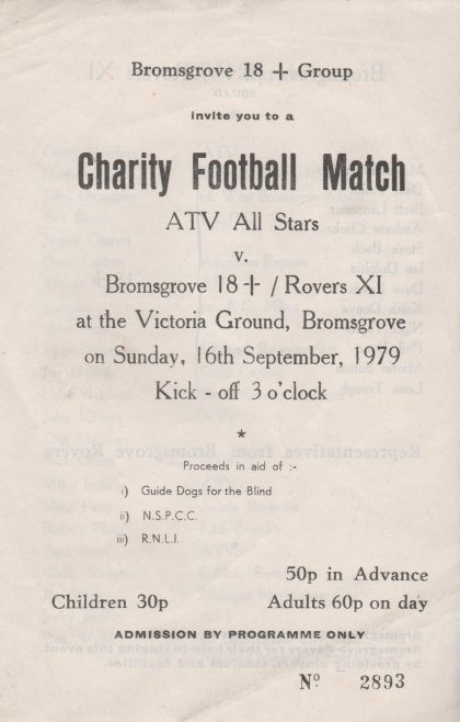 ATV All Stars v Bromsgrove 18 + / Rovers XI  16-Sep-1979