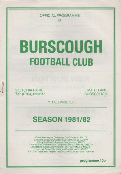 Burscough v Accrington Stanley  13-Feb-1982