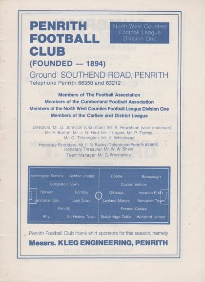 Penrith v Accrington Stanley 28-Aug-1982