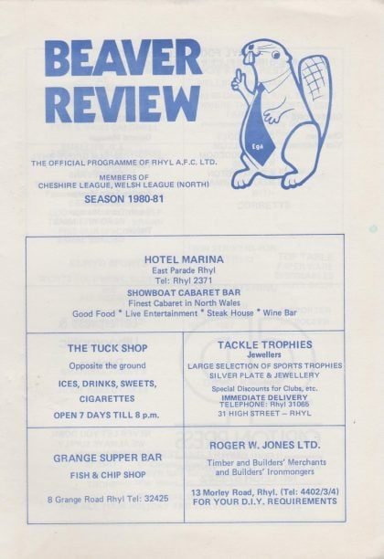 Rhyl v Accrington Stanley 30-Sep-1980