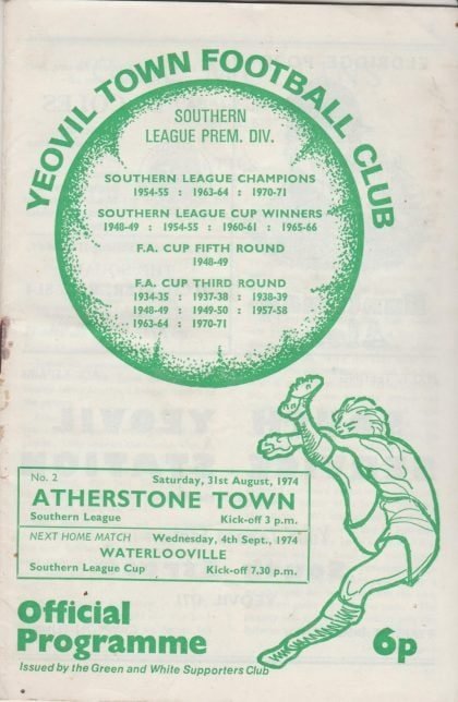 Yeovil Town v Atherstone Town 31-Aug-1974