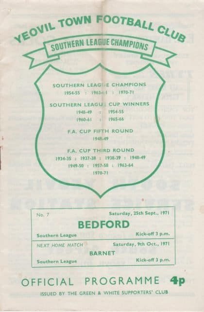 Yeovil Town v Bedford Town  19-Apr-1971