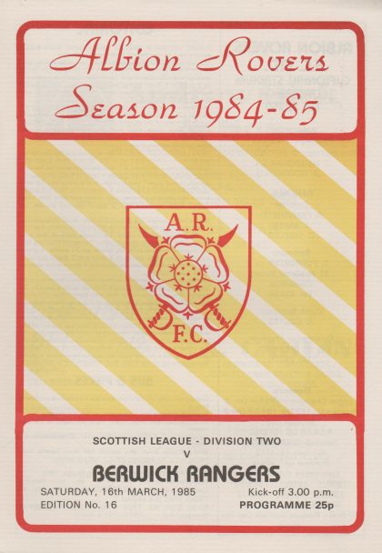 Albion Rovers v Berwick Rangers 16-Mar-1985