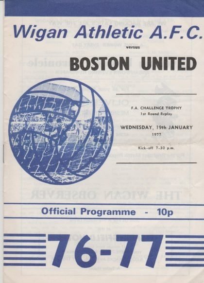 Wigan Athletic v Boston United  19-Jan-1977