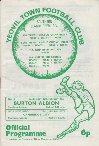 Yeovil Town v Burton Albion 12-Feb-1975