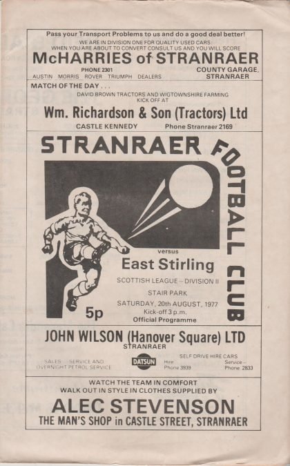 Stranraer v East Stirling 20-Aug-1977