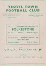 Yeovil Town v Folkestone 02-Sep-1970