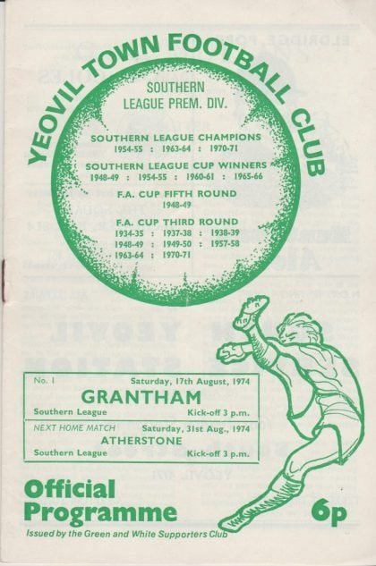 Yeovil Town v Grantham Town  17-Aug-1974