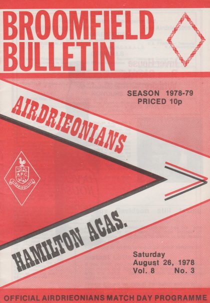 Airdrieonians v Hamilton Academicals 26-Aug-1978