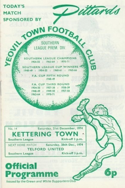 Yeovil Town v Kettering Town 21-Dec-1974