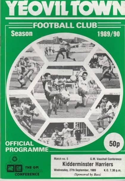 Yeovil Town v Kidderminster Harriers 27-Sep-1989