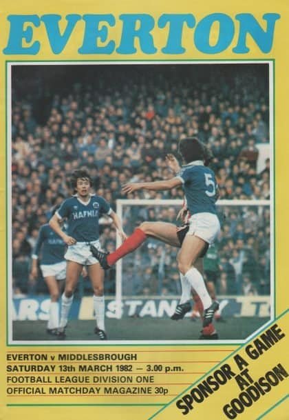 Everton v Middlesbrough 13-Mar-1982
