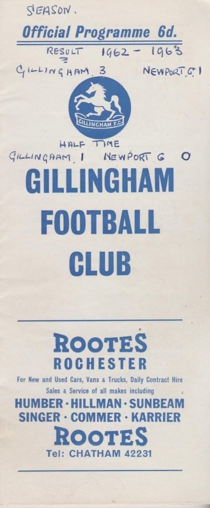 Gillingham v Newport County 24-Apr-1963