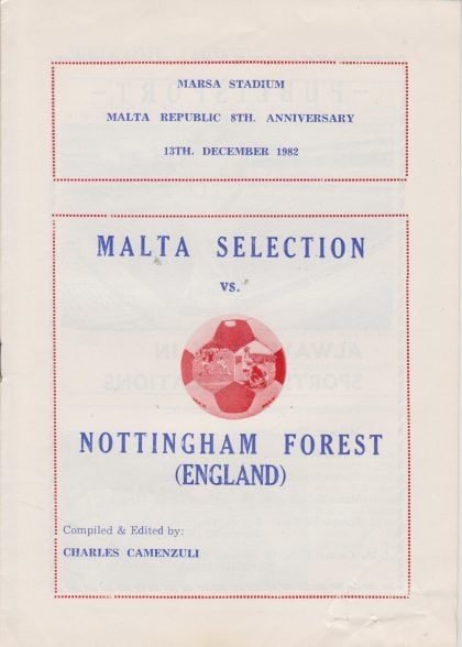 Malta Selection v Nottingham Forest 13-Dec-1982